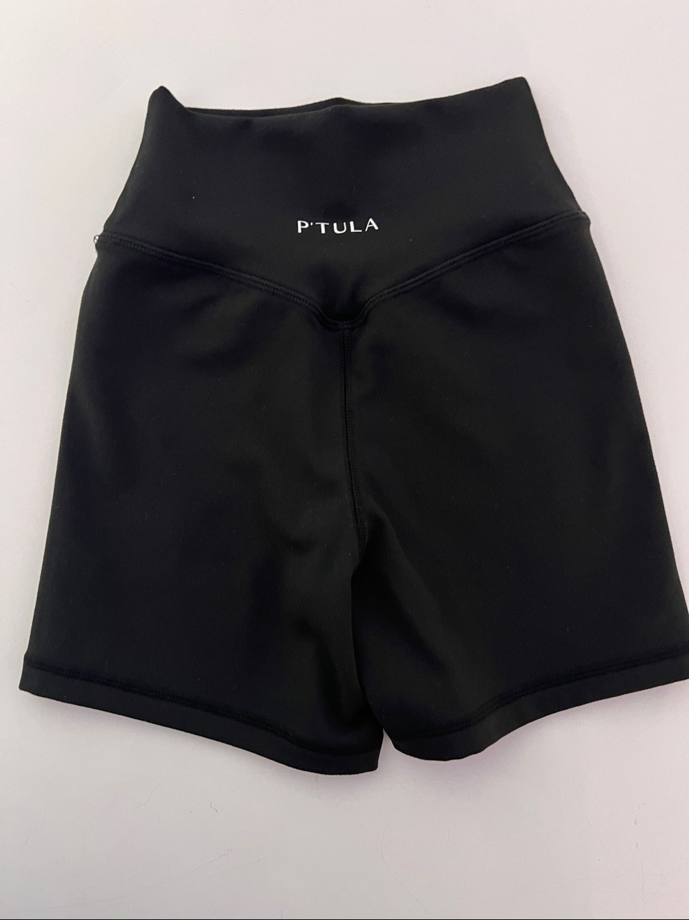 P'tula Black High-Rise Bike Shorts with Logo Women’s Size XX-Small
